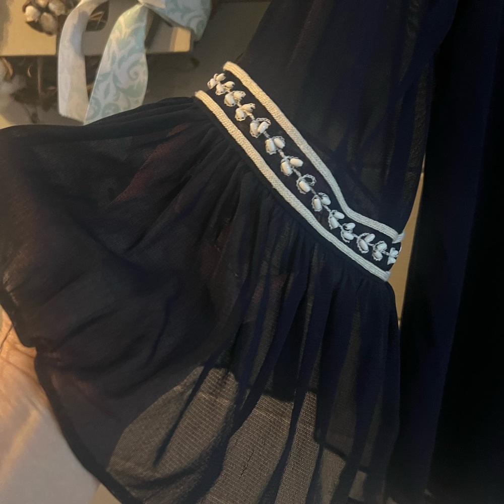 Alfani Dark Blue  and White Embellished Blouse - Picture 7 of 14